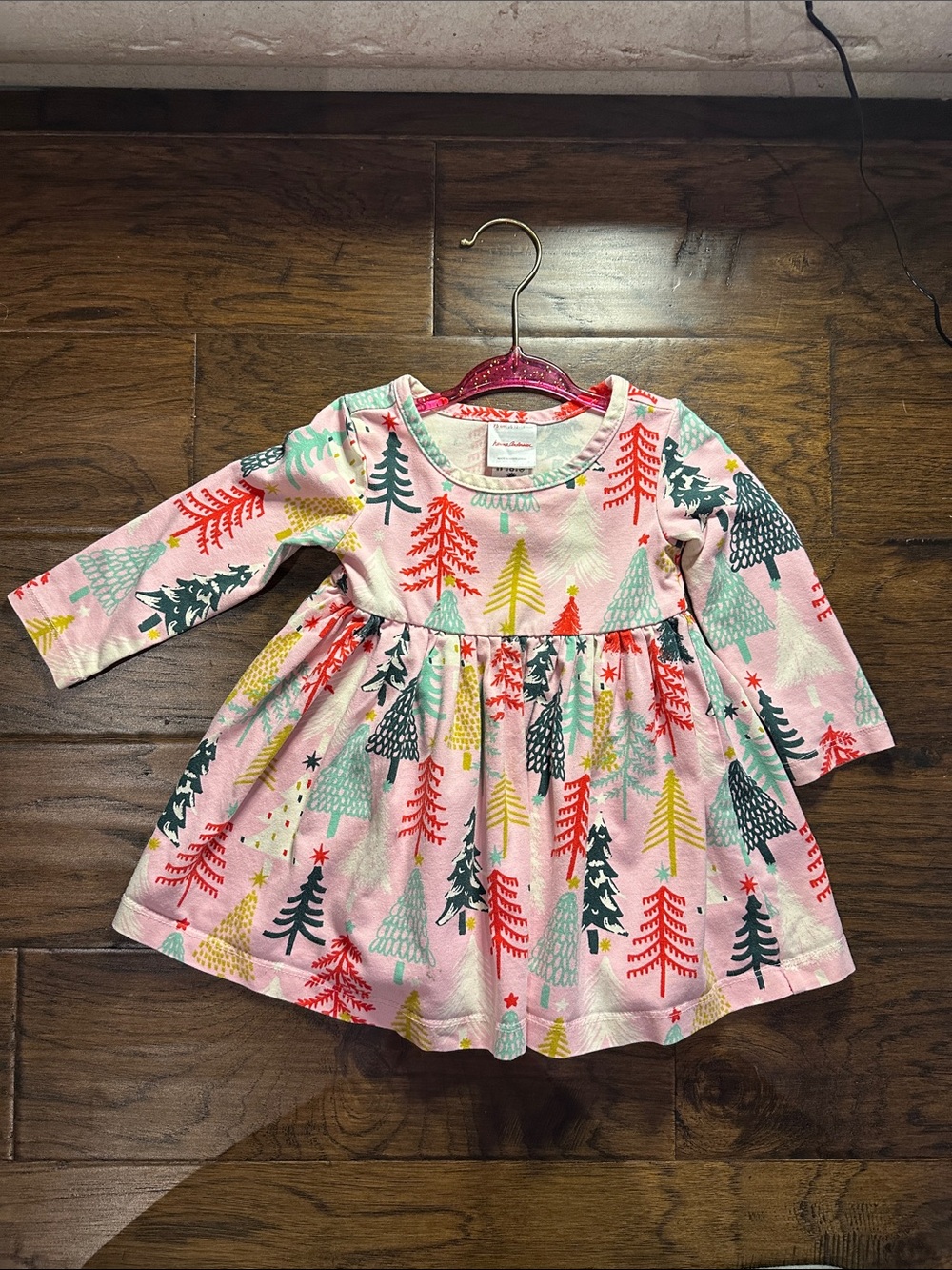 Hanna Andersson Pink Holiday Tree Print Dress